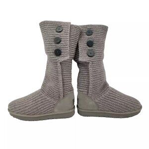 UGG Taupe Knit Button Winter Boots